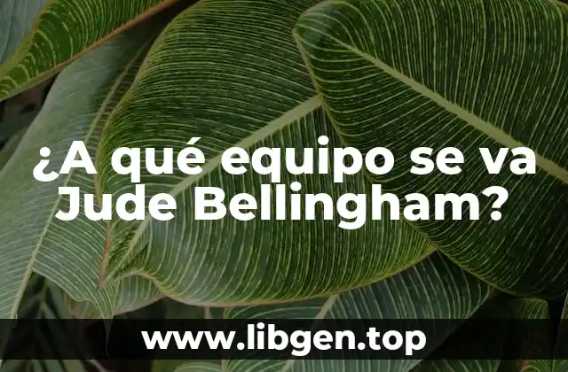 ¿A qué equipo se va Jude Bellingham?
