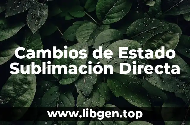 Cambios de Estado Sublimación Directa