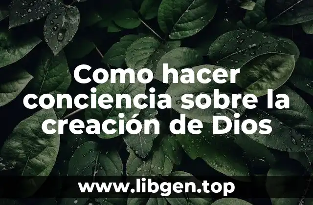 Como hacer conciencia sobre la creación de Dios