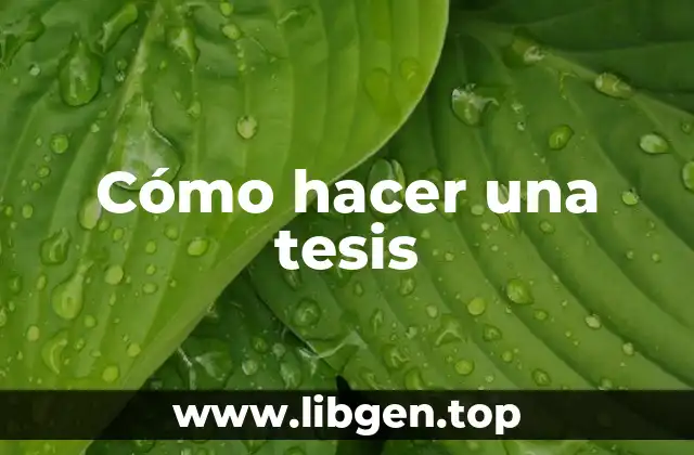 Cómo hacer una tesis