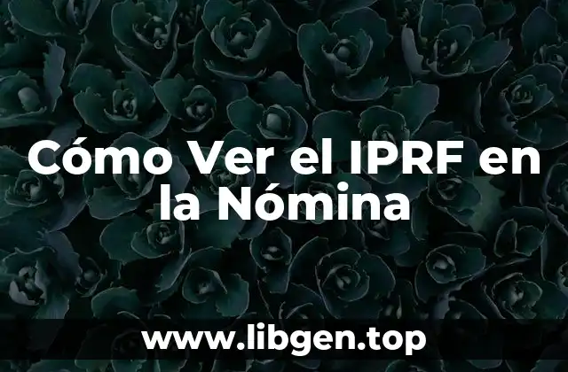 Cómo Ver el IPRF en la Nómina