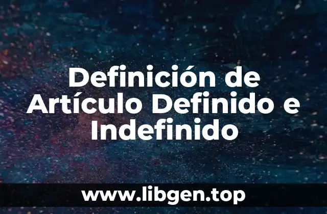 Definición de Artículo Definido e Indefinido
