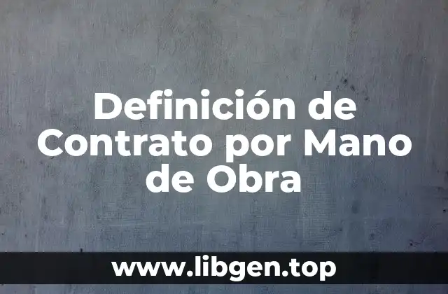 Definición Técnica de Contrato por Mano de Obra