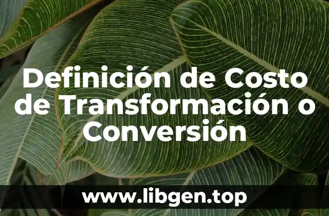 Definición de Costo de Transformación o Conversión