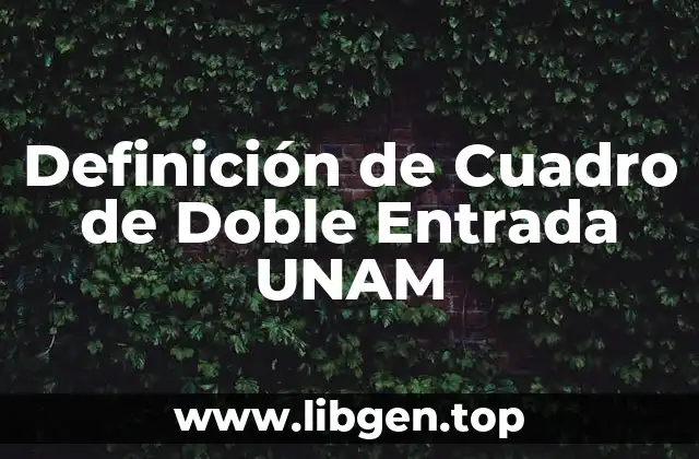 Definición de Cuadro de Doble Entrada UNAM
