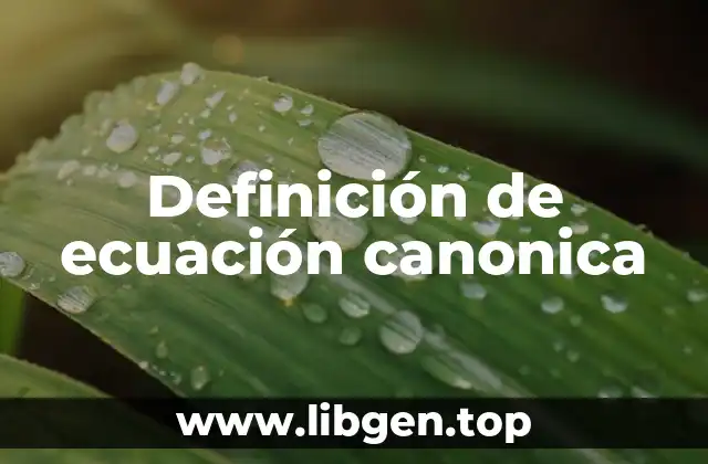 Definición de ecuación canonica