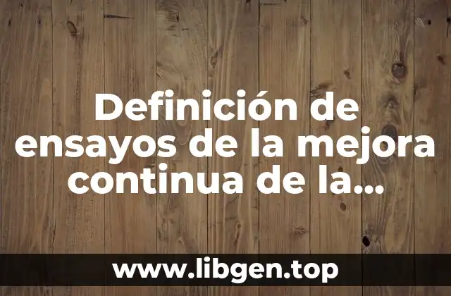 Definición de ensayos de la mejora continua de la educación