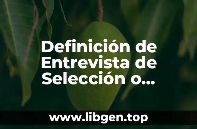 Definición de Entrevista de Selección o Admisión Laboral