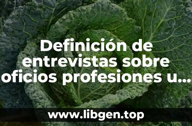 Definición de entrevistas sobre oficios profesiones u ocupaciones