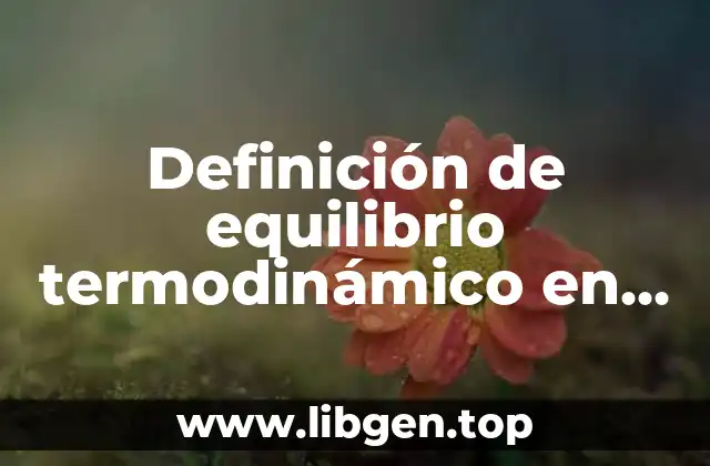 Definición de equilibrio termodinámico en física