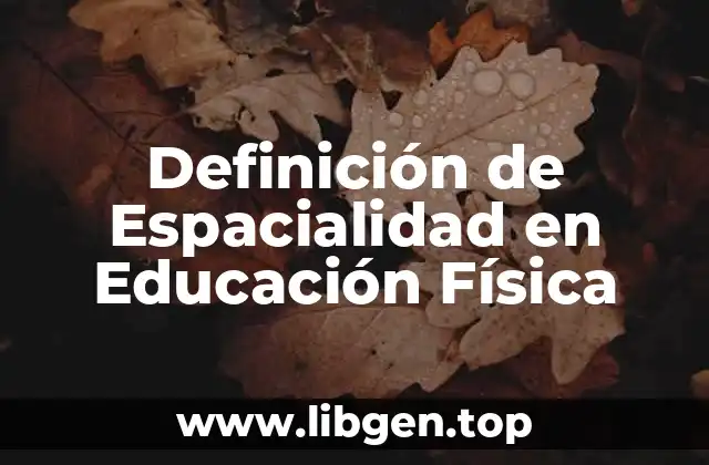 Definición Técnica de Espacialidad en Educación Física