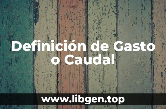 Definición de Gasto o Caudal