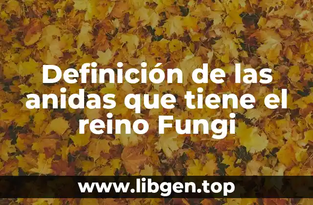Definición de las anidas que tiene el reino Fungi