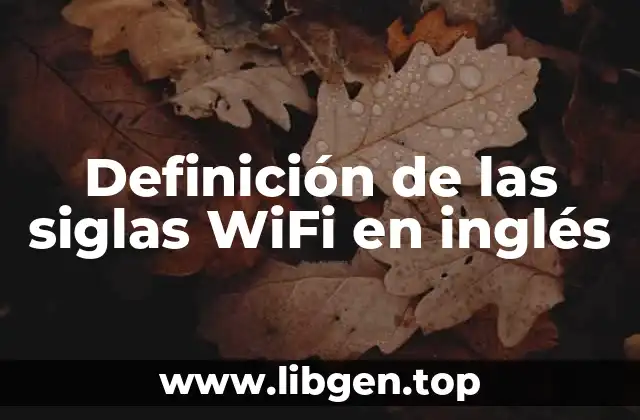 Definición de las siglas WiFi en inglés