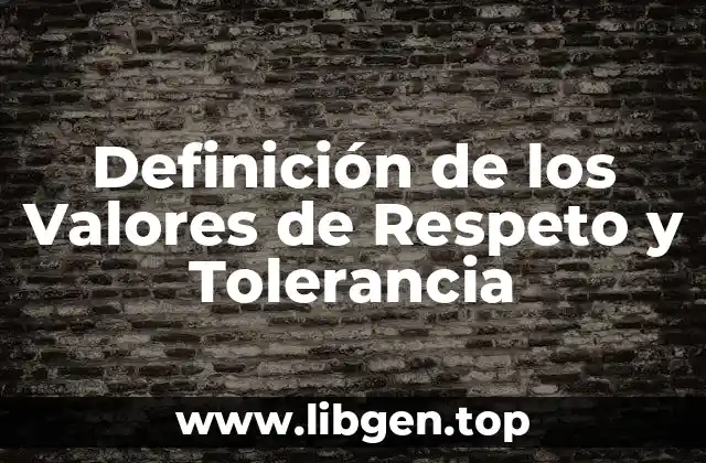 Definición de los Valores de Respeto y Tolerancia