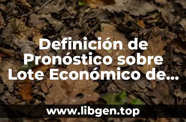 Definición de Pronóstico sobre Lote Económico de Compra
