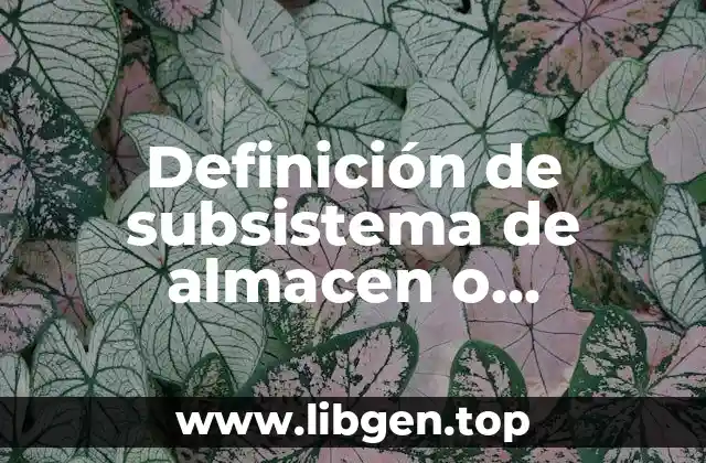 Definición de subsistema de almacen o inventarios en logística