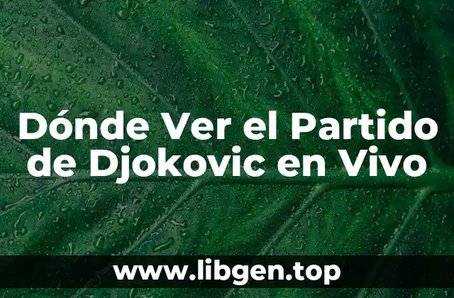 Dónde Ver el Partido de Djokovic en Vivo