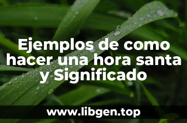 Ejemplos de como hacer una hora santa y Significado