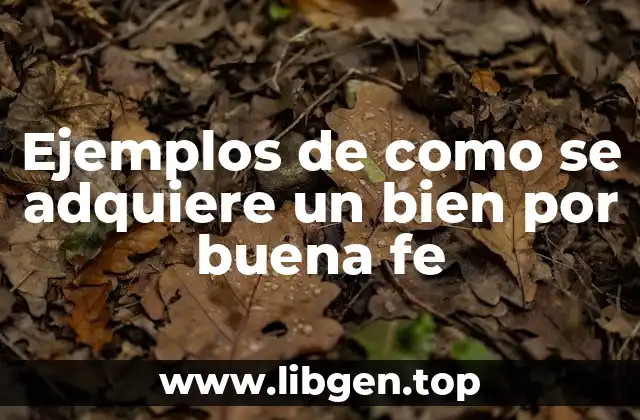 Ejemplos de como se adquiere un bien por buena fe