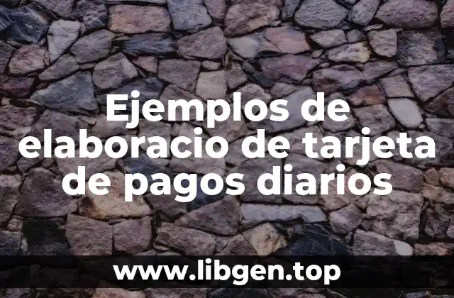 Ejemplos de elaboracio de tarjeta de pagos diarios