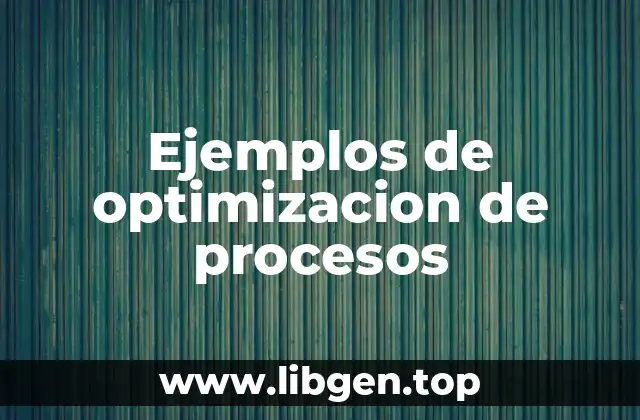 Ejemplos de optimizacion de procesos