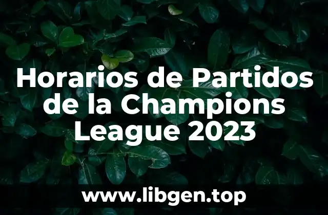 Horarios de Partidos de la Champions League 2023