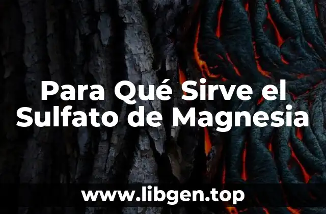 Para Qué Sirve el Sulfato de Magnesia