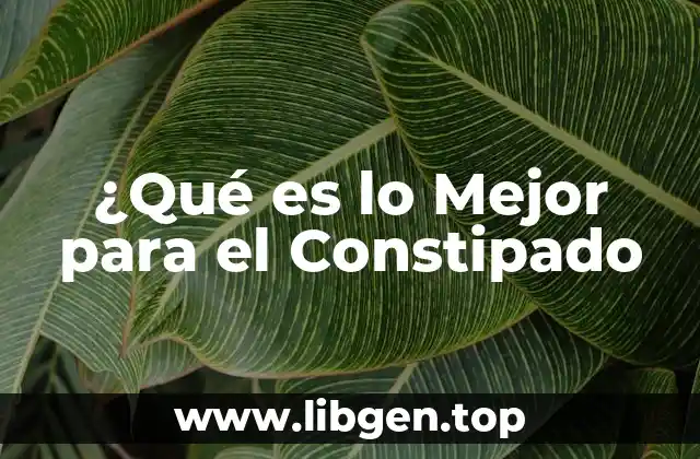 ¿Qué es lo Mejor para el Constipado