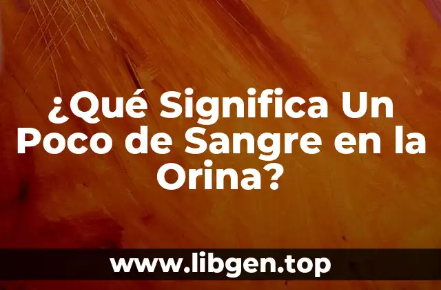 ¿Qué Significa Un Poco de Sangre en la Orina?