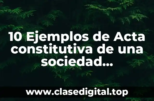 10 Ejemplos de Acta constitutiva de una sociedad cooperativa