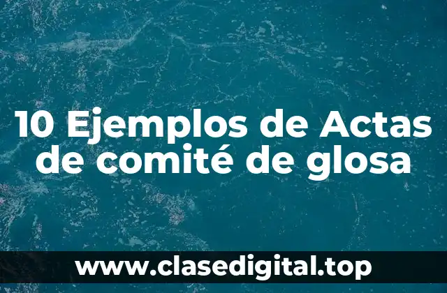 10 Ejemplos de Actas de comité de glosa