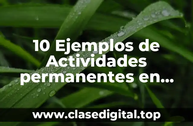 10 Ejemplos de Actividades permanentes en preescolar