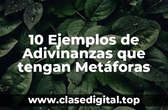 10 Ejemplos de Adivinanzas que tengan Metáforas
