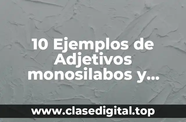 10 Ejemplos de Adjetivos monosilabos y bisilabos