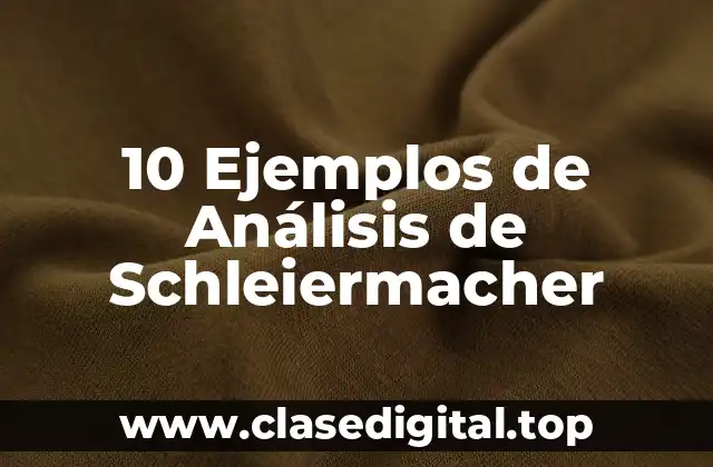 10 Ejemplos de Análisis de Schleiermacher