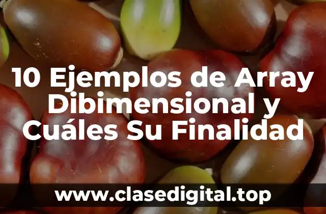 10 Ejemplos de Array Dibimensional y Cuáles Su Finalidad
