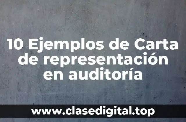 10 Ejemplos de Carta de representación en auditoría