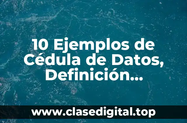 10 Ejemplos de Cédula de Datos, Definición, Diferencias y para que sirve