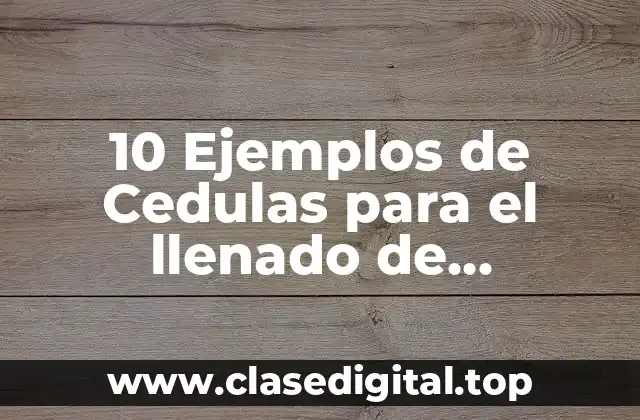 Ejemplos de Cedulas para el llenado de declaración anual