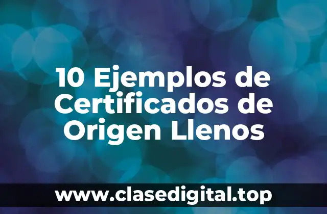 10 Ejemplos de Certificados de Origen Llenos