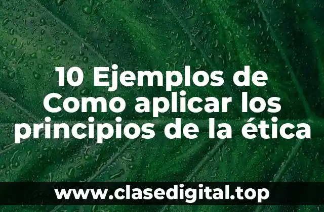 10 Ejemplos de Como aplicar los principios de la ética