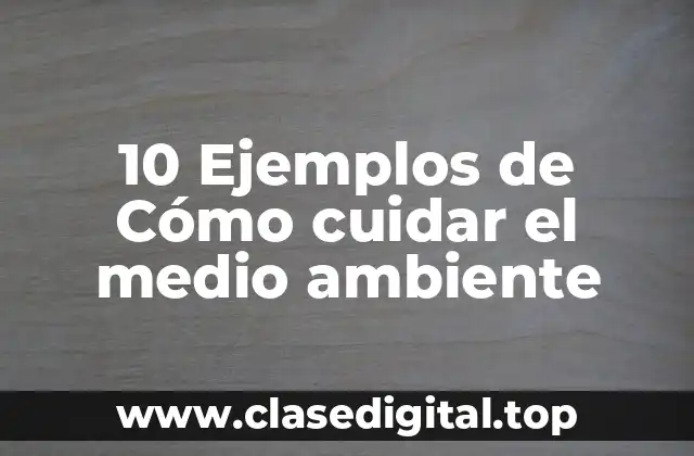 10 Ejemplos de Cómo cuidar el medio ambiente