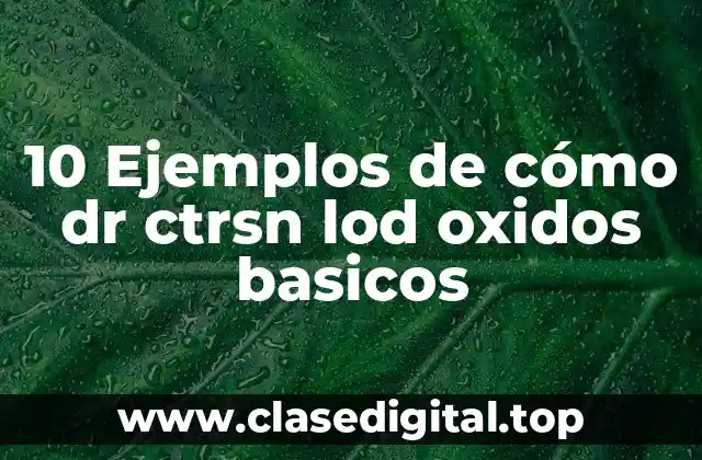 10 Ejemplos de cómo dr ctrsn lod oxidos basicos