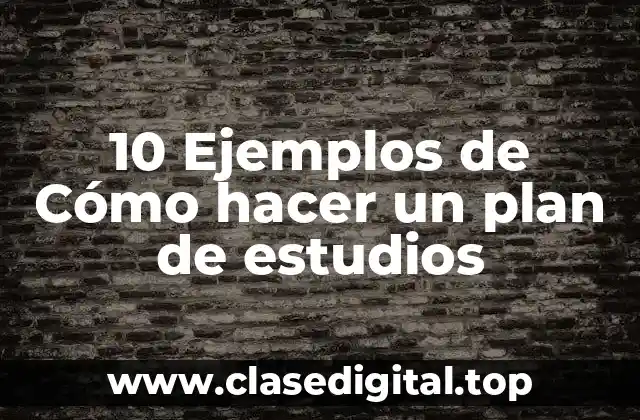 10 Ejemplos de Cómo hacer un plan de estudios