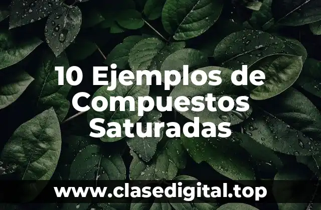 10 Ejemplos de Compuestos Saturadas