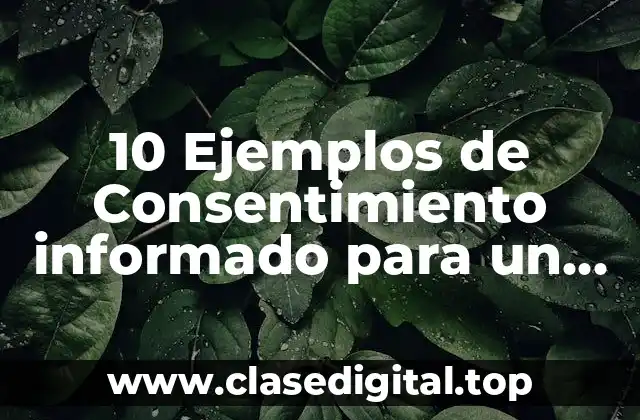 10 Ejemplos de Consentimiento informado para un proyecto escolar
