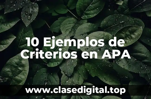 10 Ejemplos de Criterios en APA