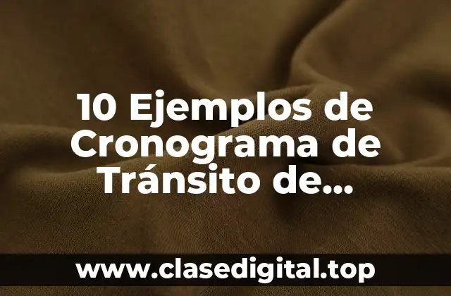 10 Ejemplos de Cronograma de Tránsito de Marcandia