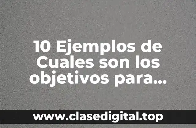10 Ejemplos de Cuales son los objetivos para realizar PEMCD